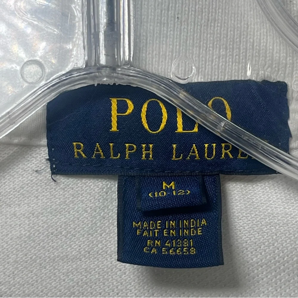 Polo Ralph Lauren Kids Dip‎ Dyed Ombre Pique Polo Shirt White & Blue Sz M (8-10)